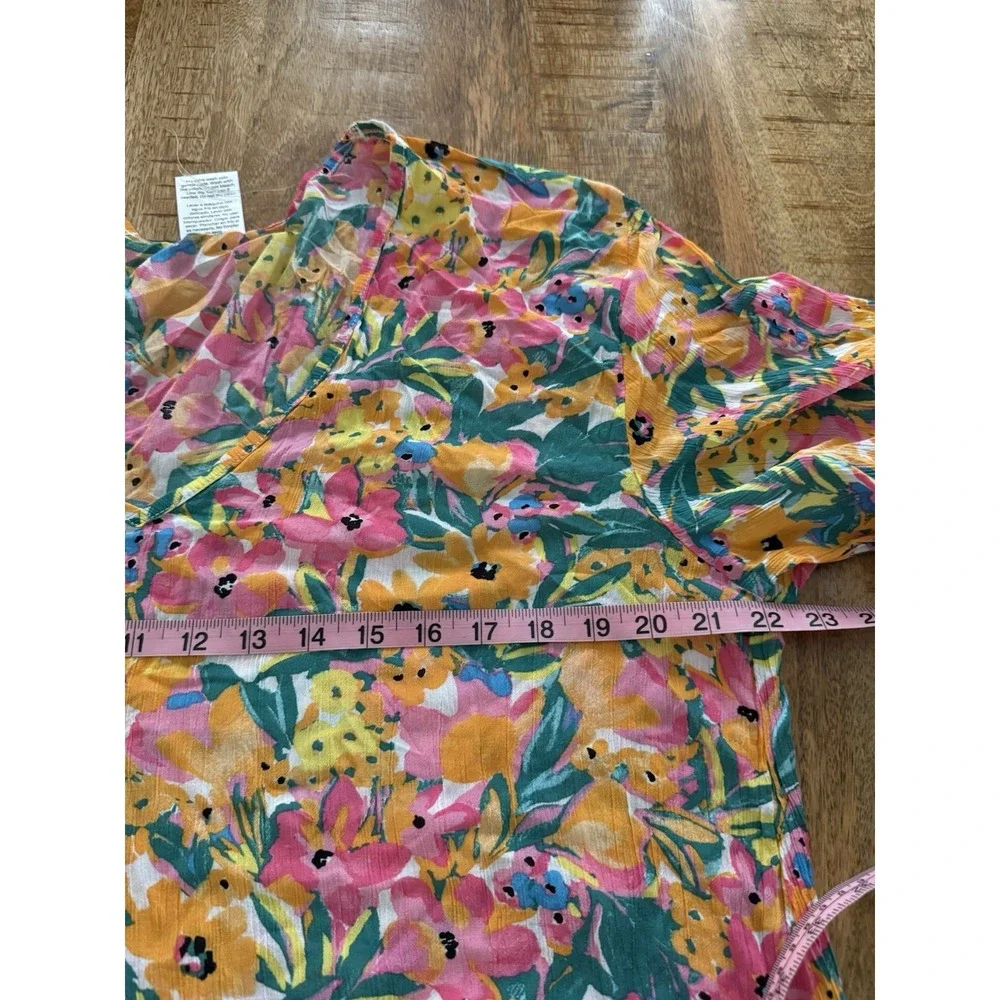 Anne Cole XL XXL Floral Tunic Swim Cover Up Pink Orange Green Rayon Beach